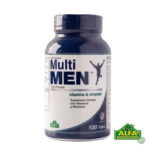 Multi-Men Vitamina A + Vitamina D3 + Vitamina E 10mg/4mg/60mg Alfa Frasco x 100 Tabletas