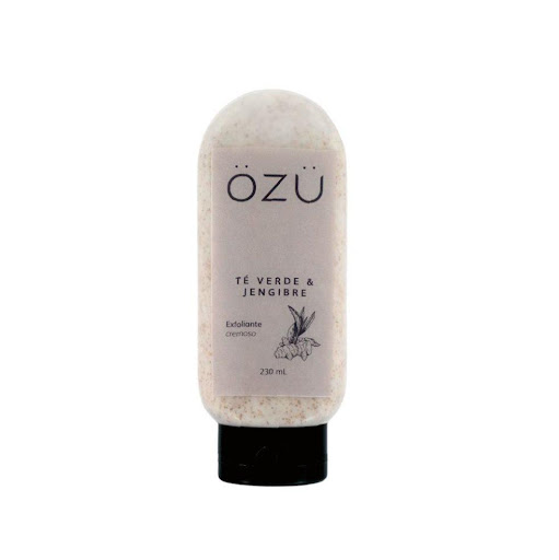 Exfoliante OZU Te Verde Jengibre x 230 ml OZU  x 1 Exfoliante cremoso corporal con aceite de oliva, semillas de durazno y gránulos de piedra pómez. Su fórmula cremosa con extractos de centella asiática, manzanilla, caléndula y cola de caballo limpia y