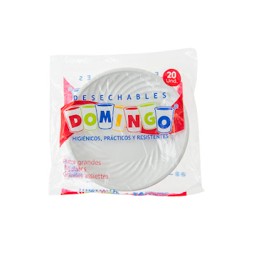 Plato Plástico Domingo Pequeño Blanco x 16 und  