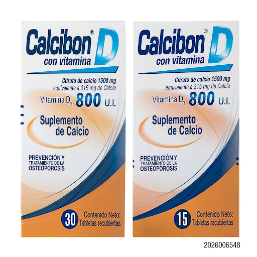 Calcibon D Calcio +  Vitamina D3 1500mg/800UI Farma de Colombia Frasco x 30 Tabletas