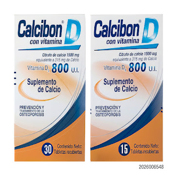 Calcibon D Calcio +  Vitamina D3 1500mg/800UI Farma de Colombia Frasco x 30 Tabletas  