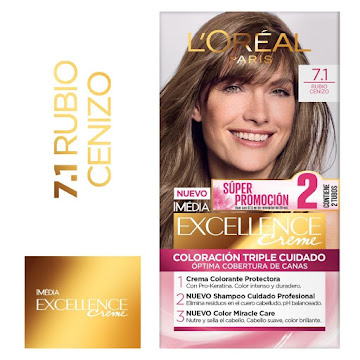 Tinte L´Oreal Excellence Creme Rubio Ceniza 7.1 x 2 und  