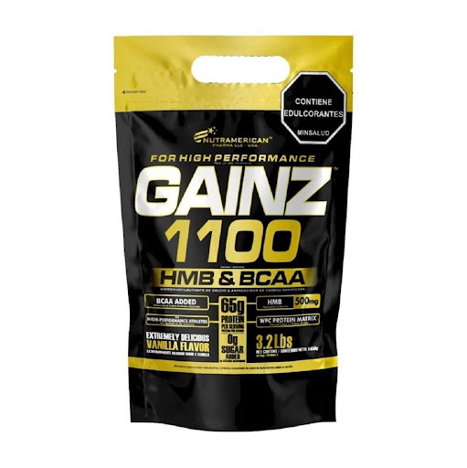 Gainz 3.2 lb Proteina Hipercalorica + HMB NUTRAMERICANPHARMA Bolsa x 3.2 Lb (1452g) Gainz, es un producto de última generación que incluye en su fórmula 65 gramos de proteína y un masivo aporte de calorías por porción, ideal para atletas de alto rendimiento cuyos requerimientos calór