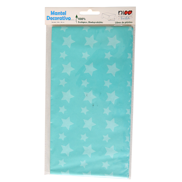 Mantel Nico Decorativo   Verde Aguamarina Estrellas x 1 und  