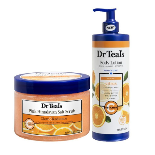 Dr. Teals Combo Piel Brillante (2 Piezas) Dr. Teals Pote x 2 Dr. Teals Combo Piel Brillante hará que tu piel esté hidratada y con un aroma maravilloso que cada día lo usarás más. La loción corporal ligera de Dr. Teal está formulada con ingredientes hidratantes 