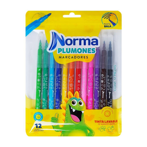 Plumones Norma Lavable Surtido Paquete x 12 und