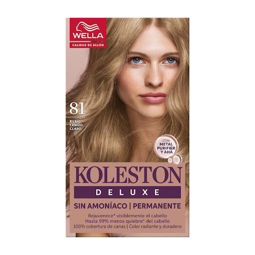 Kit Tinte Koleston Deluxe 81 Rubio Cenizo Claro Permanente Sin Amoniaco Caja x 1 und