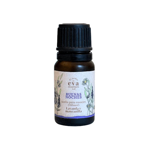 Aceite esencial Buenas Noches  lavanda y manzanilla para difusor x 10 ml El Jardín de Eva Roll-on x 1 El Aceite para Difusor Buenas Noches ayuda a cerrar el día con una atmósfera de calma y tranquilidad. Su mezcla de aceites esenciales actúa de forma suave y constante para reducir el estrés, relajar l