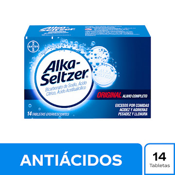 Alkaseltzer Original Ácido Acetilsalicílico + Ácido Cítrico 324mg/1000mg Bayer Caja x 14 Tabletas  