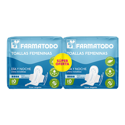 Oferta Toallas Femeninas Farmatodo Dia y Noche Pack x 20 und