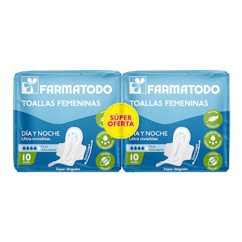 Oferta Toallas Femeninas Farmatodo Dia y Noche Pack x 20 und  