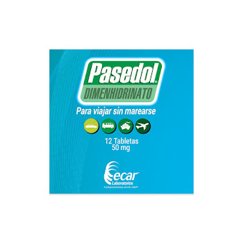 Pasedol Dimenhidrinato   50 mg Caja x 12 Tabletas  