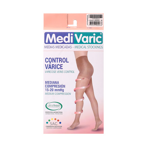 Medias De Compresión Mediana Cadera Dama 15-20 Beige M Caja x 1 und
