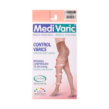 Medias De Compresión Mediana Cadera Dama 15-20 Beige M Caja x 1 und  