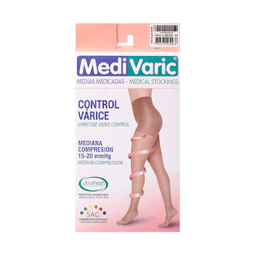 Medias De Compresión Mediana Cadera Dama 15-20 Beige M Caja x 1 und  