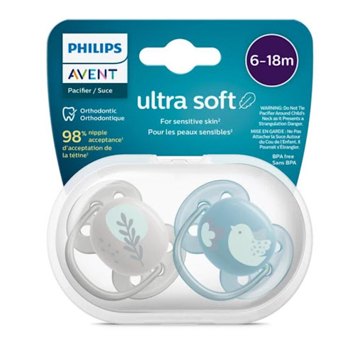 Chupo de Entretención Ultra Suave Pájaro/Hoja Niño 6 a 18 Meses Philips Avent Blister x 2