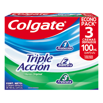 Crema Dental Colgate Triple Acción Caja 100 ml x 3 und  