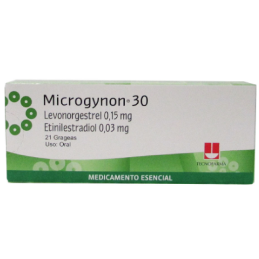 Microgynon 30 Levonorgestrel + Etinilestradiol 0.15mg/0.03mg Tecnofarma Caja x 21 Grageas