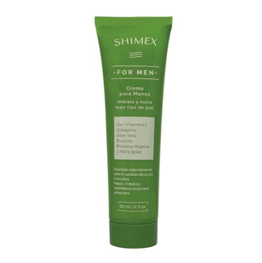 Crema para Manos For Men Shimex x 60 ml SHIMEX 60 ML x 1 La Crema para manos For Men Shimex ha sido diseñada especialmente para hombres que buscan hidratar, proteger y mantener su piel en óptimas condiciones. Su fórmula combina componentes naturales que bri