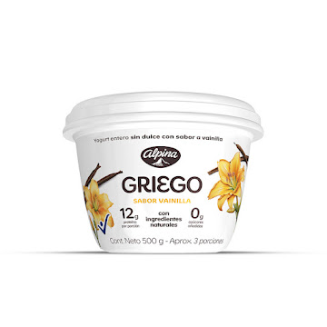 Yogurt Griego Alpina   Vainilla Alpina x 500 gr  