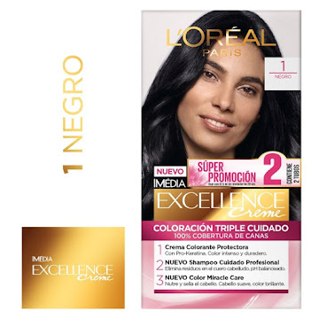 Tinte L´Oreal Excellence Creme Negro 1 x 2 tubos  