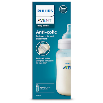 Tetero Philips Avent Válvula Anticólicos 11oz 3m+ x 1 und    