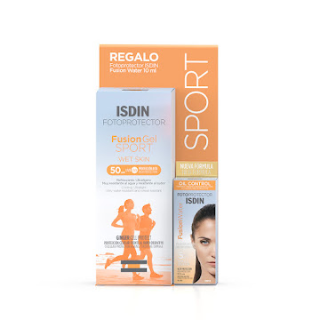 Pack Isdin Fotoprotector Fusion Gel Sport 100 ml + Fusion Water 10ml pack x 2 und   