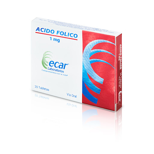 Acido Folico 1 mg Ecar   Caja x 20 Tabletas