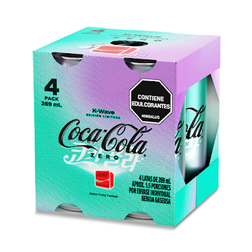 Gaseosa Coca-Cola K-Wave Sabor Fruity Fantasy 269 ml pack x 4 und  