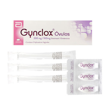 Gynclox Clotrimazol + Clindamicina 200mg/100mg Abbott Caja x 3 Óvulos  