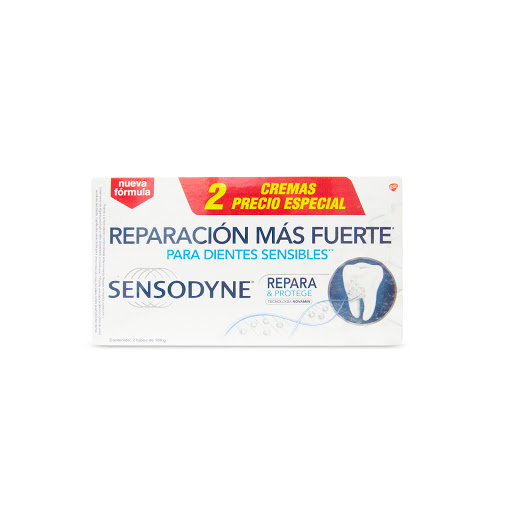Crema Dental Sensodyne Repara y protege, alivio de la sensibilidad dental 100 gr x 2 und