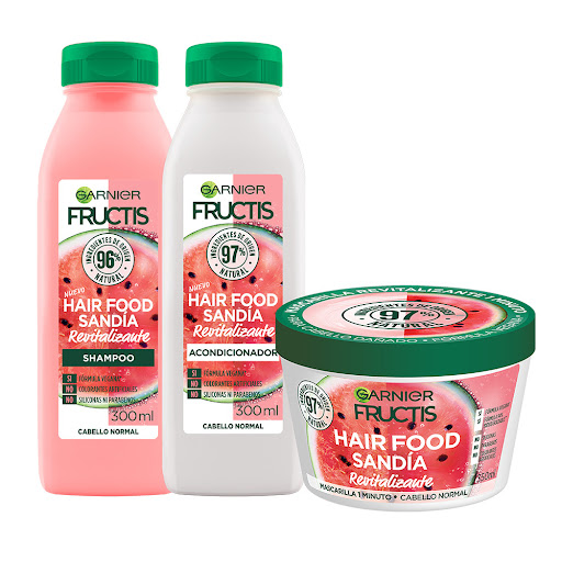 Combo Hair Food Sandía Fructis Shampoo + Acondicionador + Mascarilla Tripack x 3 und