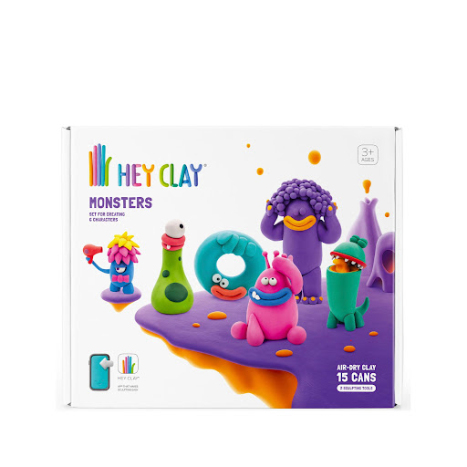 Set Masa Moldeable Hey Clay Monstruos x 15 Envases Hey Clay Caja x 15 La masa moldeable Hey Clay está diseñada para sacarle el máximo partido al modelado, ya que es ligera, suave, maleable y agradable al tacto, lo que permite transmitir con precisión la personalidad de 