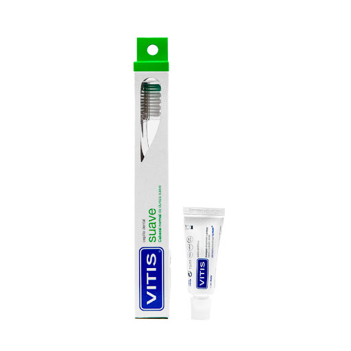 Cepillo Dental Vitis   Suave x 1 und + Crema Dental Vitis Blanqueadora x 15 ml