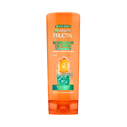 Acondicionador Garnier Fructis Borrador De Daño Control Grasa Cabello Dañado Y Oleoso Frascox 350 ml