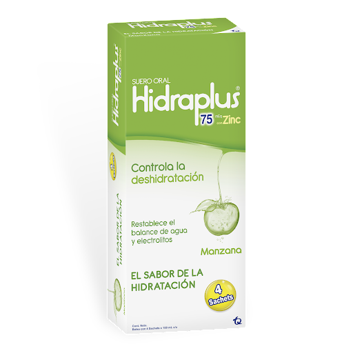 //Hidraplus 75 Meq+Zinc Sabor Manzana Caja x 4 Sch
