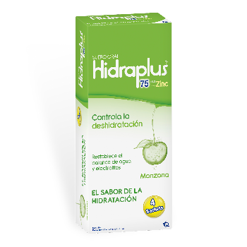 //Hidraplus 75 Meq+Zinc Sabor Manzana Caja x 4 Sch  