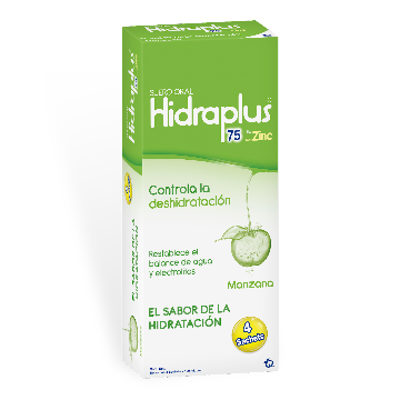 //Hidraplus 75 Meq+Zinc Sabor Manzana Caja x 4 Sch  
