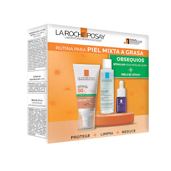 **Kit Protección Solar La Roche Posay Anthelios Oc Gel Uvmune Con Color x 50 ml + Mini Mela B3 Serum x 10 ml + Ech Agua Micelar x 50 ml  