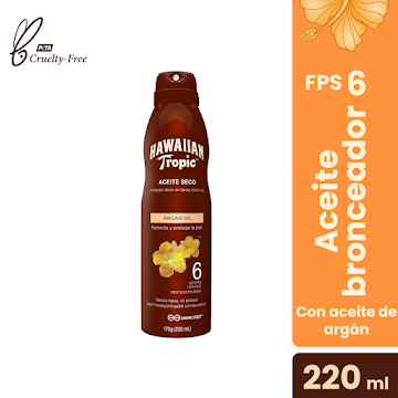 Bronceador Hawaiian Tropic Argan Oil En Spray Continuo Fps 6 x 220 ml  