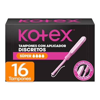 Tampones Kotex con Aplicador Super Caja x 16 und  