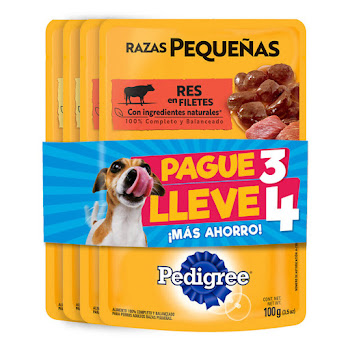 Comida Húmedo Para Perros Pedigree Razas Pequeñas Res Y Pollo x 100 gr  