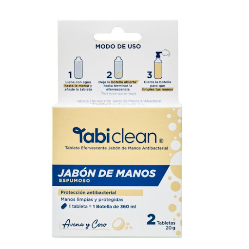 Repuesto Jabon de Manos TABI CLEAN 2 tabletas rinde 720ml TABI CLEAN COLOMBIA Contiene 2 tabletas efervescentes para limpiar las manos x 1 undefined