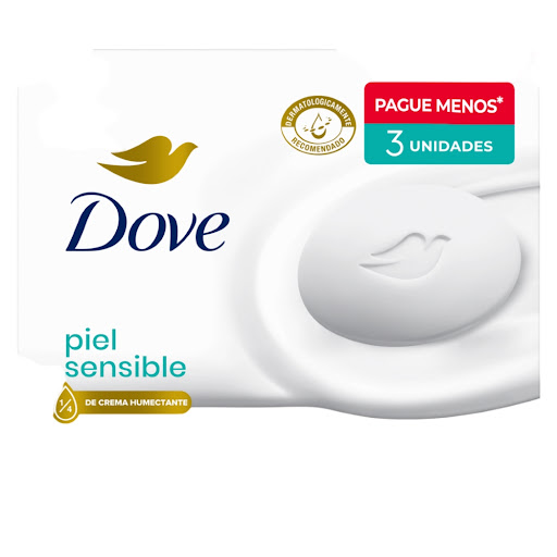 Jabón Dove En Barra Piel Sensible 90gr Caja x 3 und