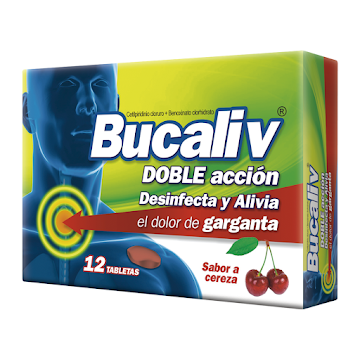 Bucaliv Cereza Cetilpiridinio + Cloruro Benoxi Caja x 12 Tabletas  