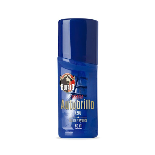 Betún Búfalo Autobrillante Azul  X 60 CM3 BÚFALO Líquido x 1 Und Gracias a su nueva fórmula de mayor viscosidad y ceras poliméricas que brilla y cubre peladuras y rayones, seca tan rápido que no necesita quitarse el zapato mientras lo aplica.

FORMAS DE USO
Agitar 