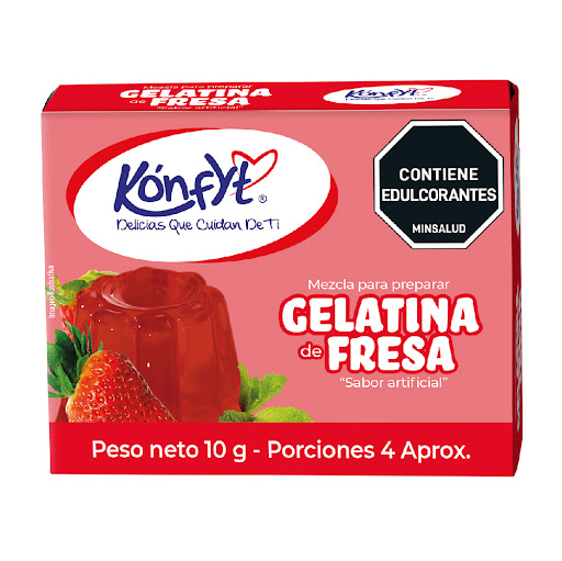 Gelatina Kónfyt Fresa 0% Azúcar Caja x 10 gr