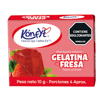 Gelatina Kónfyt Fresa 0% Azúcar Caja x 10 gr  