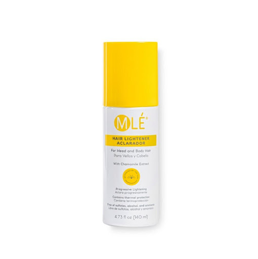 Aclarador  MLÉ 140ml x 1 und Aclarador Capilar MLÉ para vellos y cabello con Manzanilla, Aloe Vera y Termoprotección. Logra un efecto dorado en la piel y/o cabello, ayuda a aclarar de forma gradual y progresiva el vello corporal 