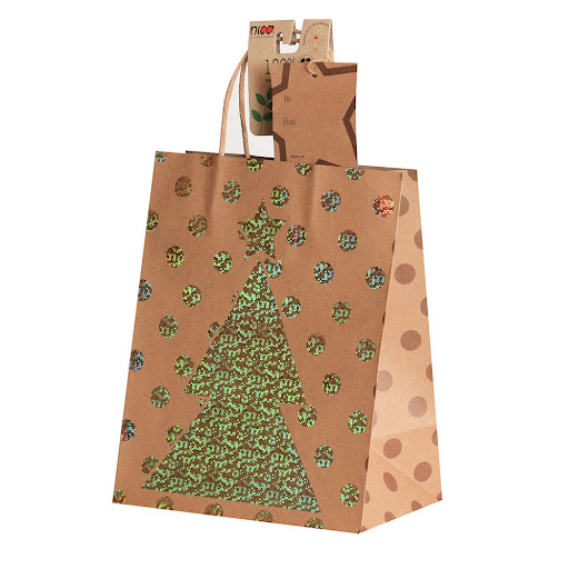 Bolsa De Regalo Nico Navidad Kraft Mediano x 1 und